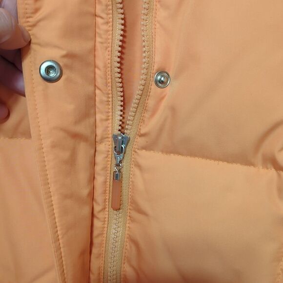 Talbots puffer goose down hooded orange vest S NWT - Picture 3 of 10